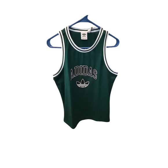 NWT Adidas Tank Top Green White Logo Athletic Gym Athleisure Y Size L - Picture 2 of 2